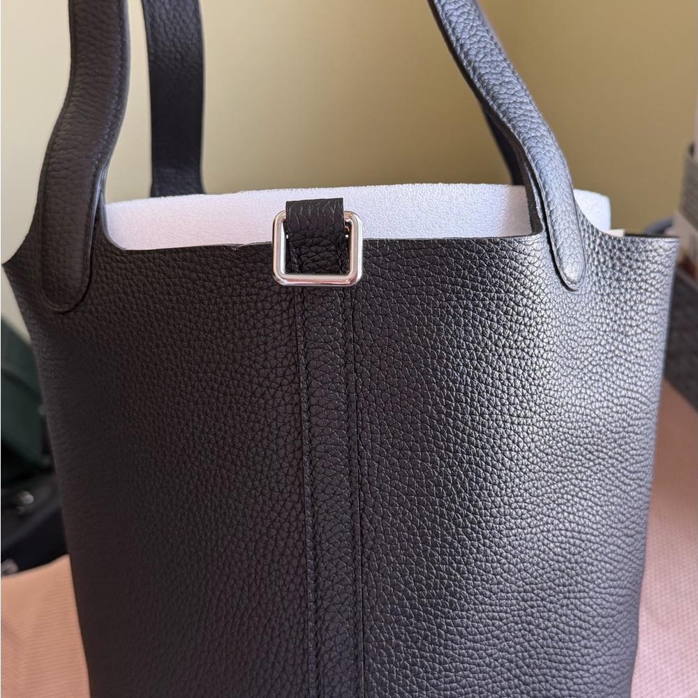 Real Leather Black Tote Bag